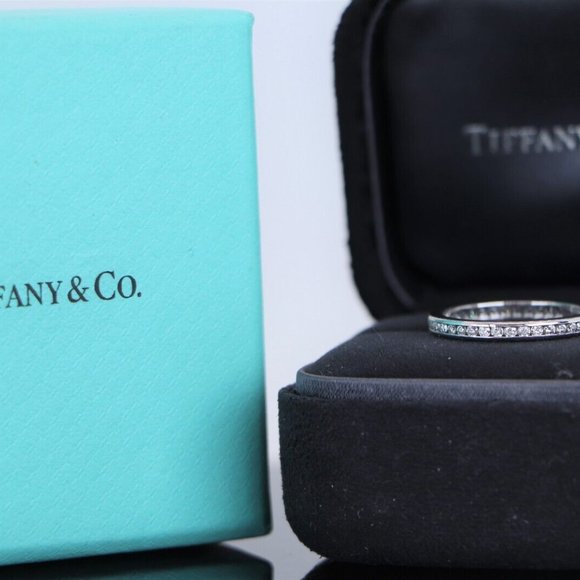 20113 Tiffany & Co. Platinum Diamond 2mm Channel Full Eternity Wedding Band 6 - Picture 2 of 6